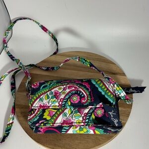 Vera Bradley Navy Floral Paisley Wallet Crossbody